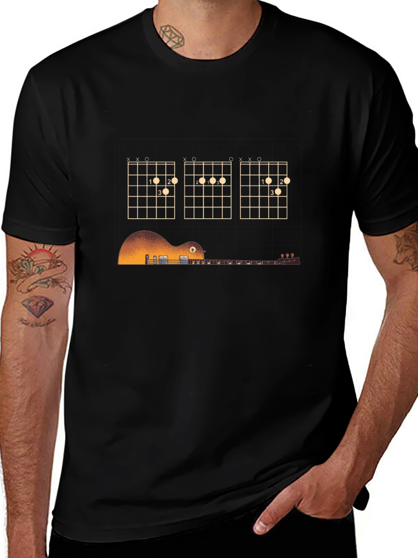 Guitar Chords Black T-Shirt
