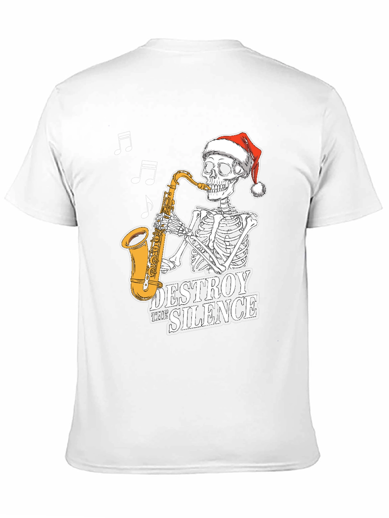 Skeleton Santa Saxophone T-Shirt - Destroy the Silence Tee