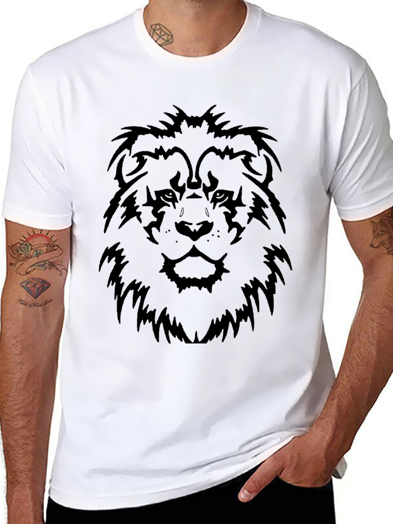Lion Graphic Print Black T-Shirt