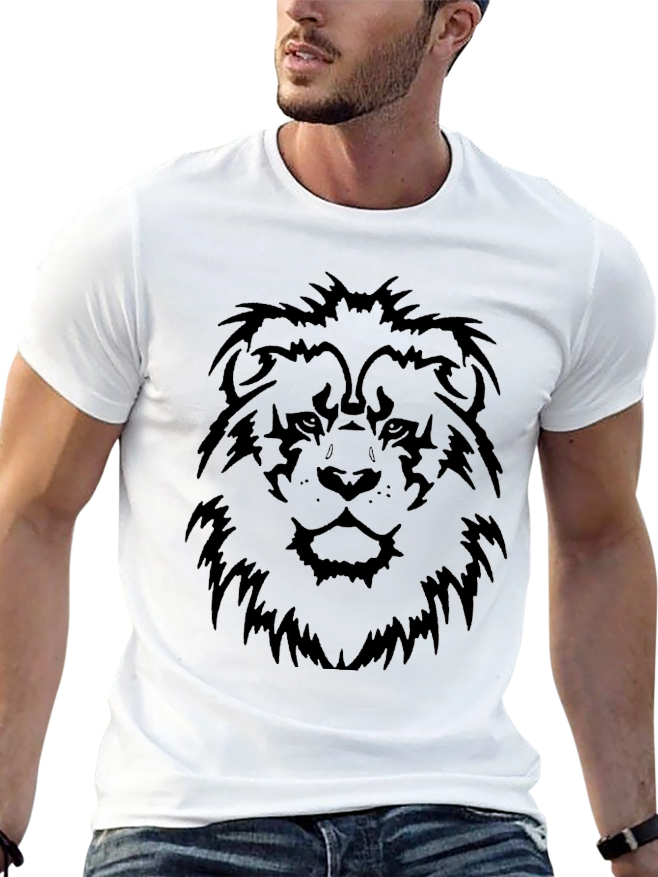 Lion Graphic Print Black T-Shirt