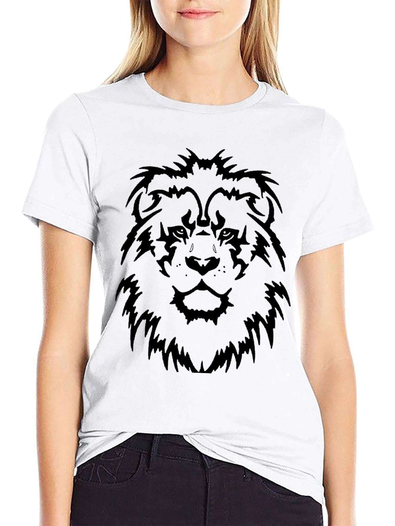 Lion Graphic Print Black T-Shirt