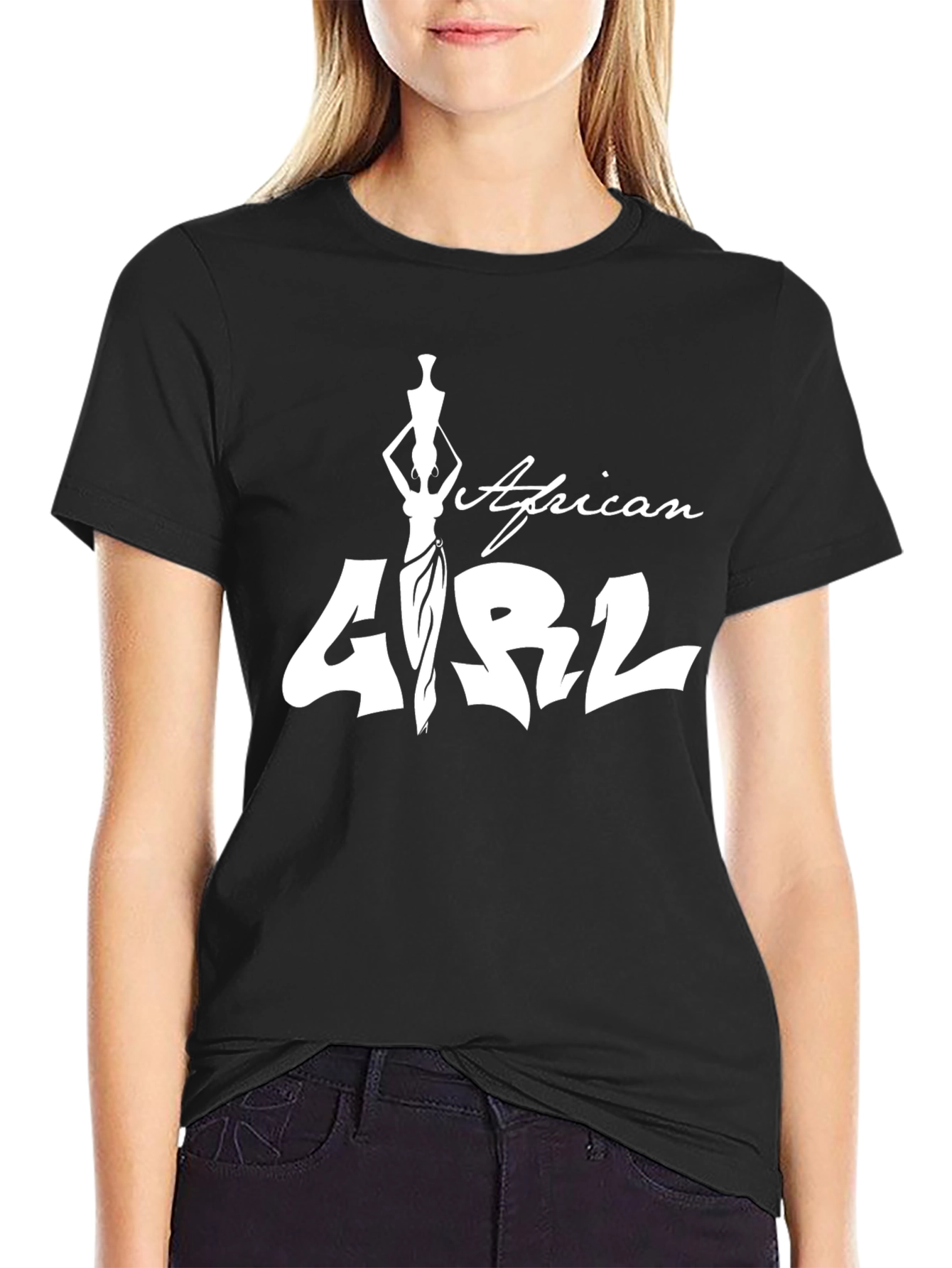 African Girl Black T-Shirt