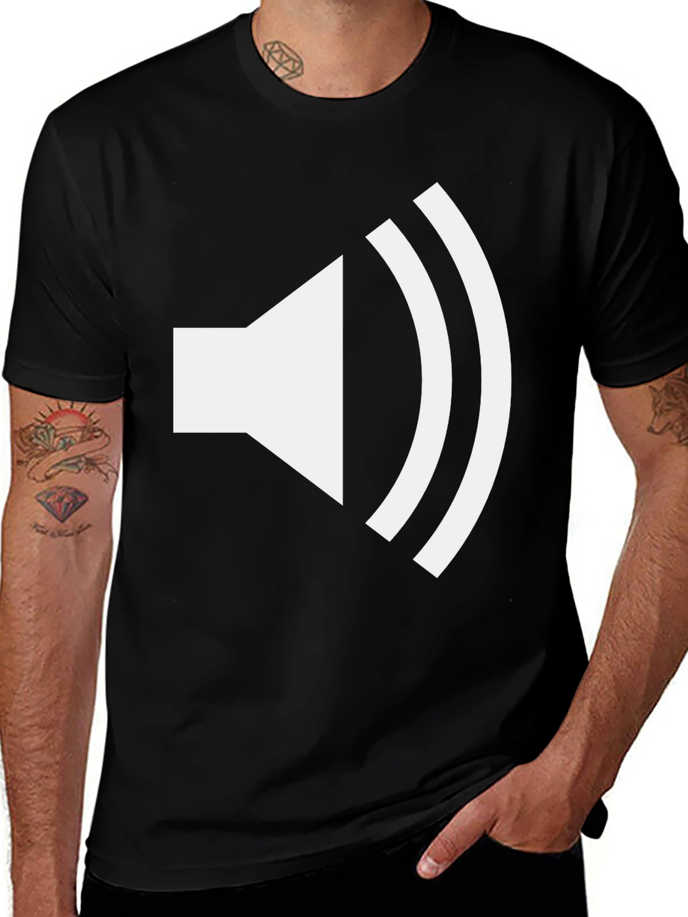 Loudspeaker Graphic Tee - Black Cotton T-Shirt