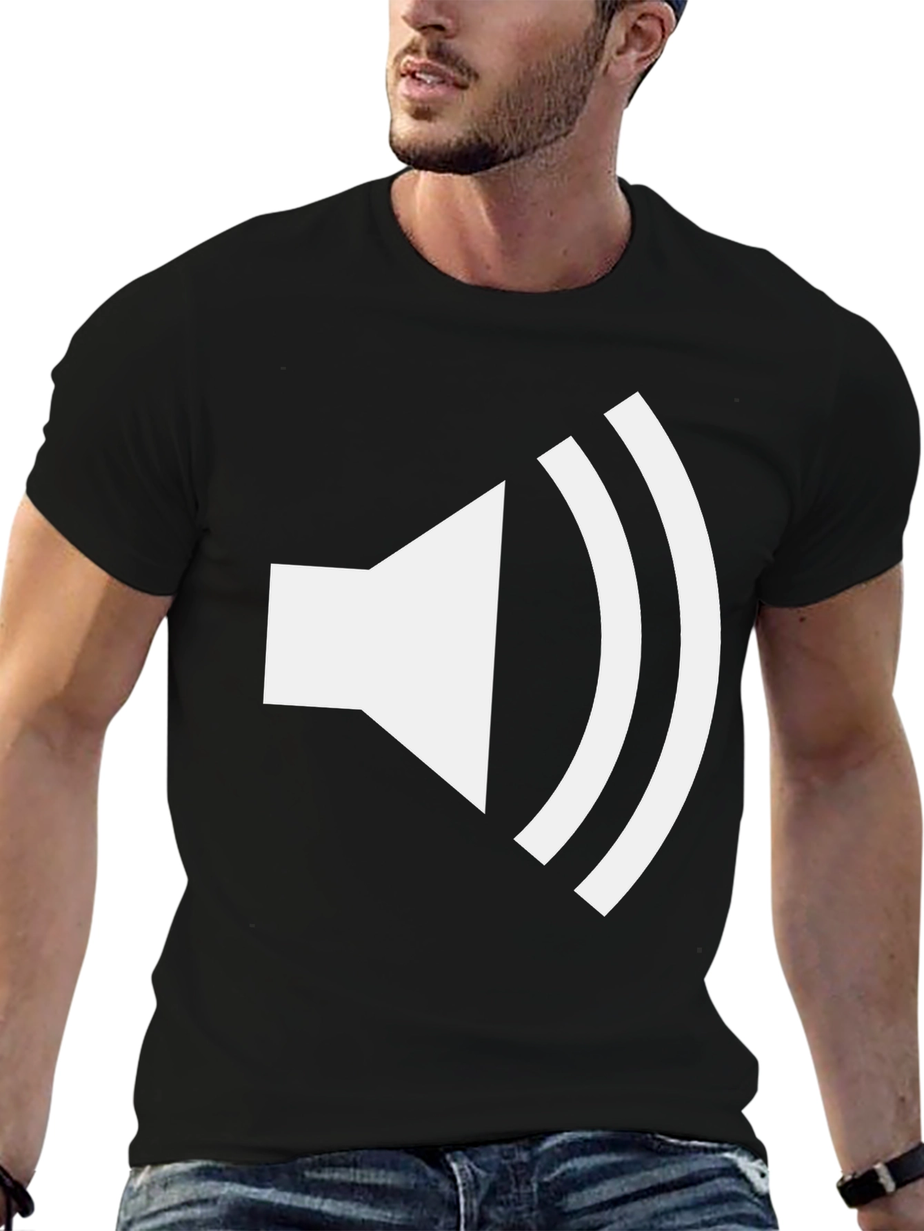 Loudspeaker Graphic Tee - Black Cotton T-Shirt