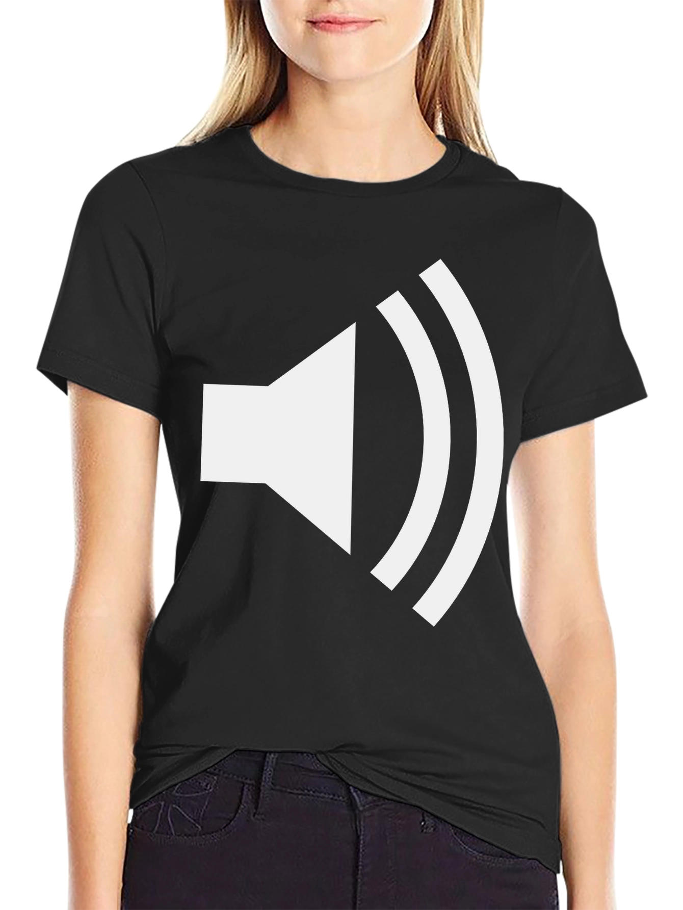 Loudspeaker Graphic Tee - Black Cotton T-Shirt