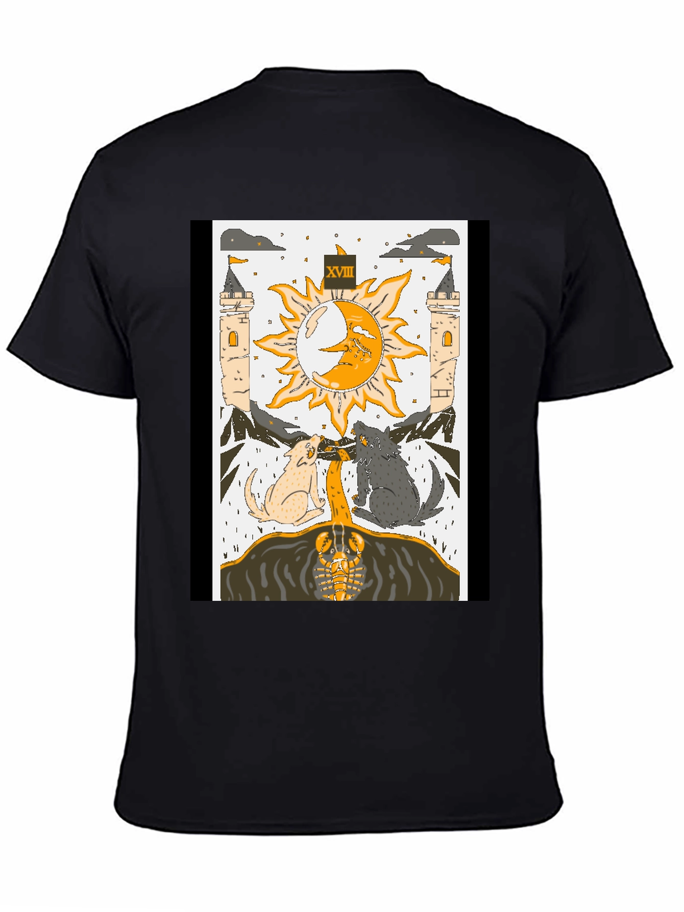 Moon Tarot Card T-Shirt - Lunar Wolves Design