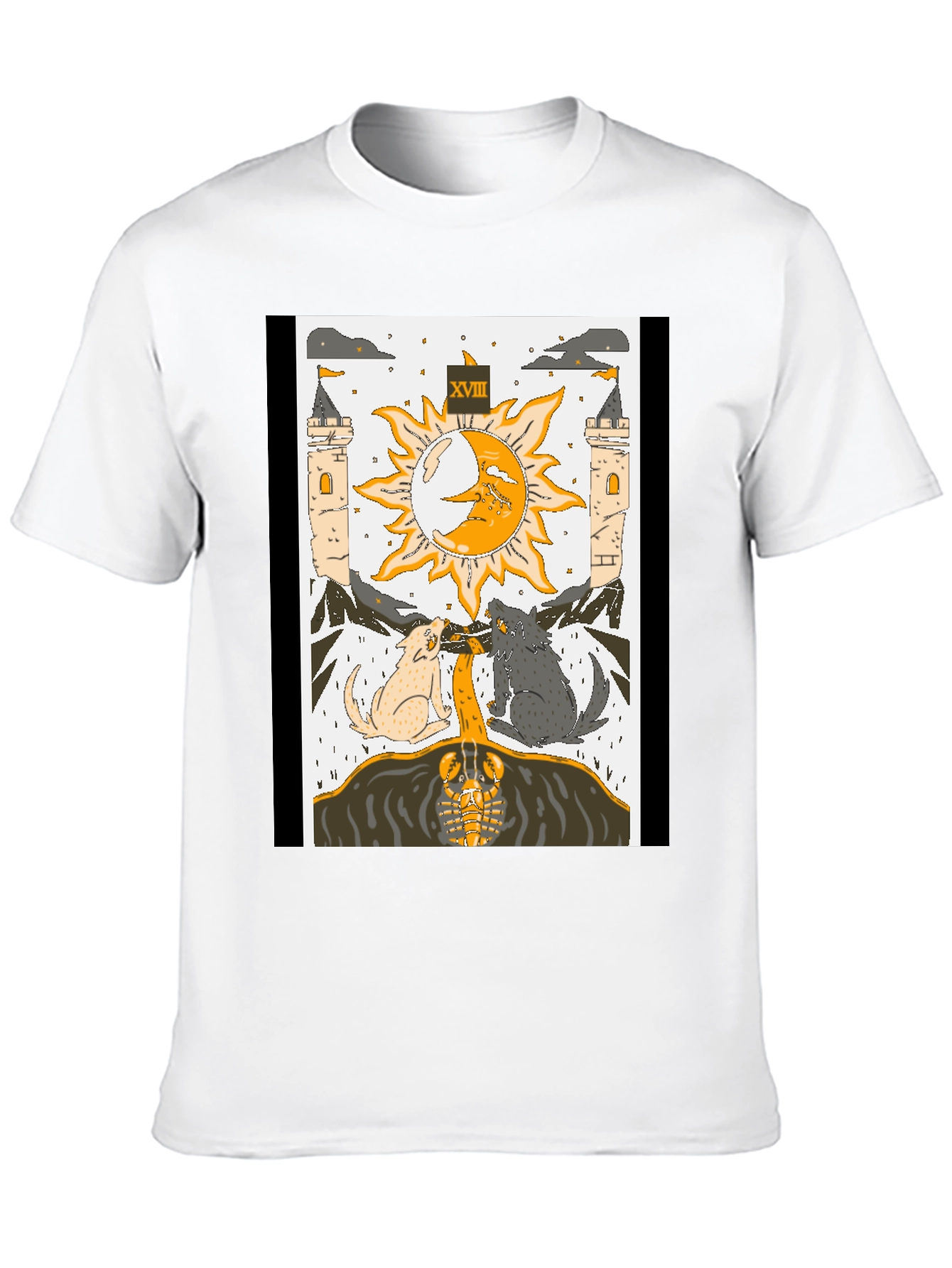 Moon Tarot Card T-Shirt - Lunar Wolves Design