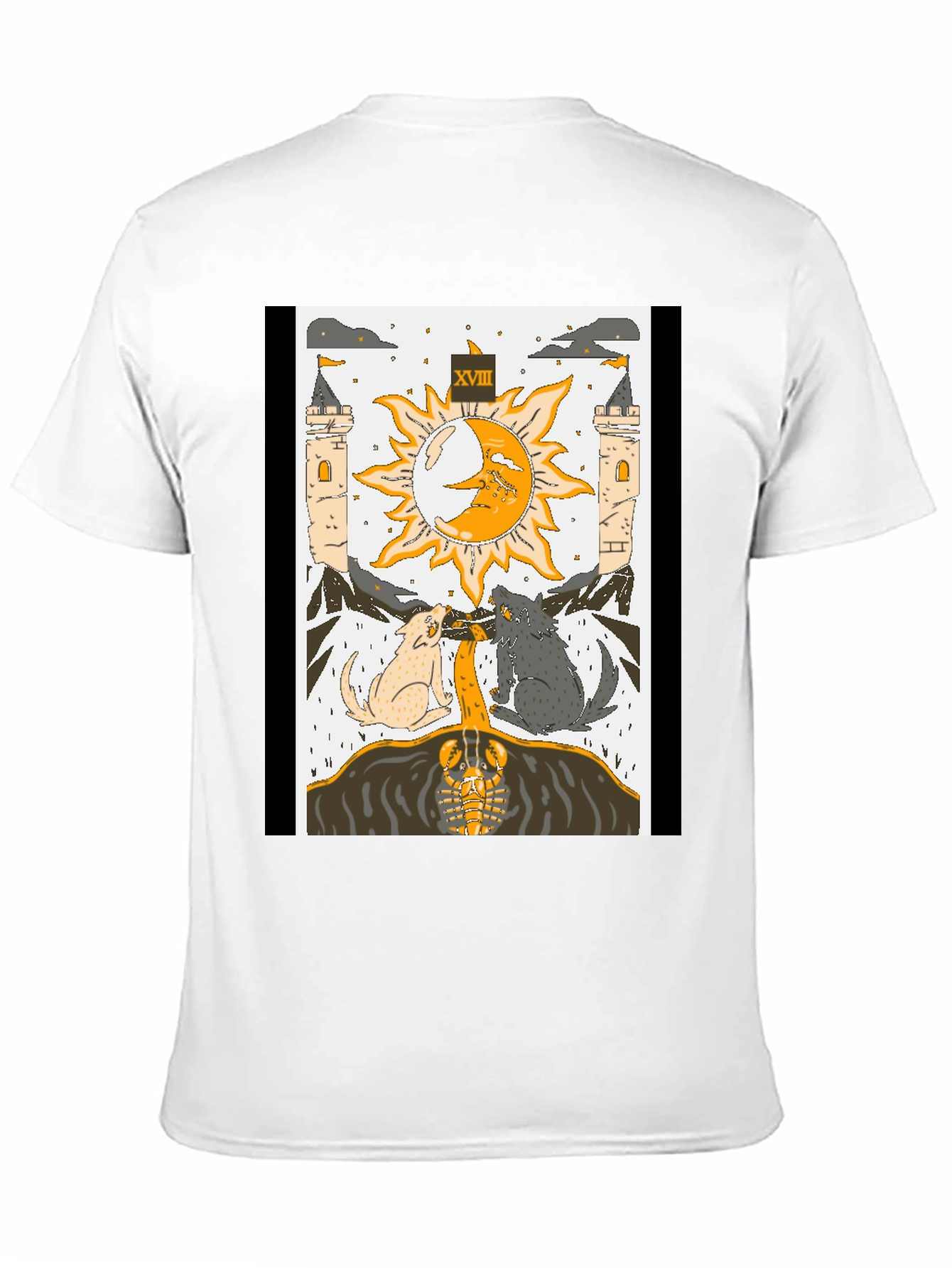 Moon Tarot Card T-Shirt - Lunar Wolves Design