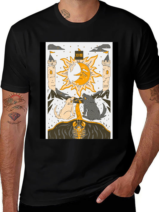 Moon Tarot Card T-Shirt - Lunar Wolves Design