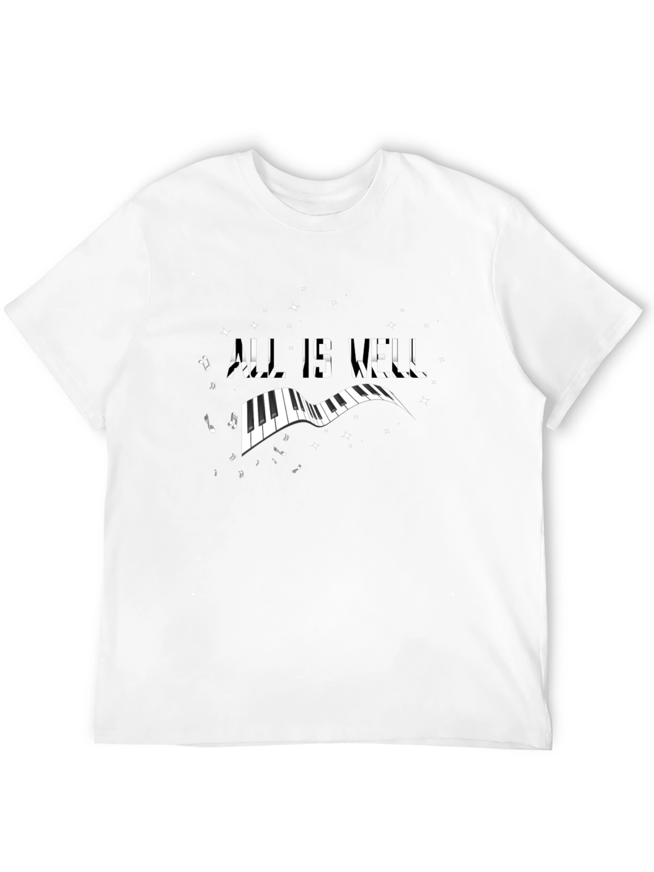All Is Well Piano Graphic Black T-Shirt