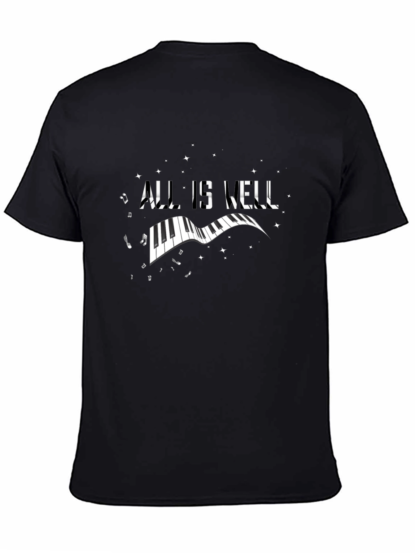 All Is Well Piano Graphic Black T-Shirt