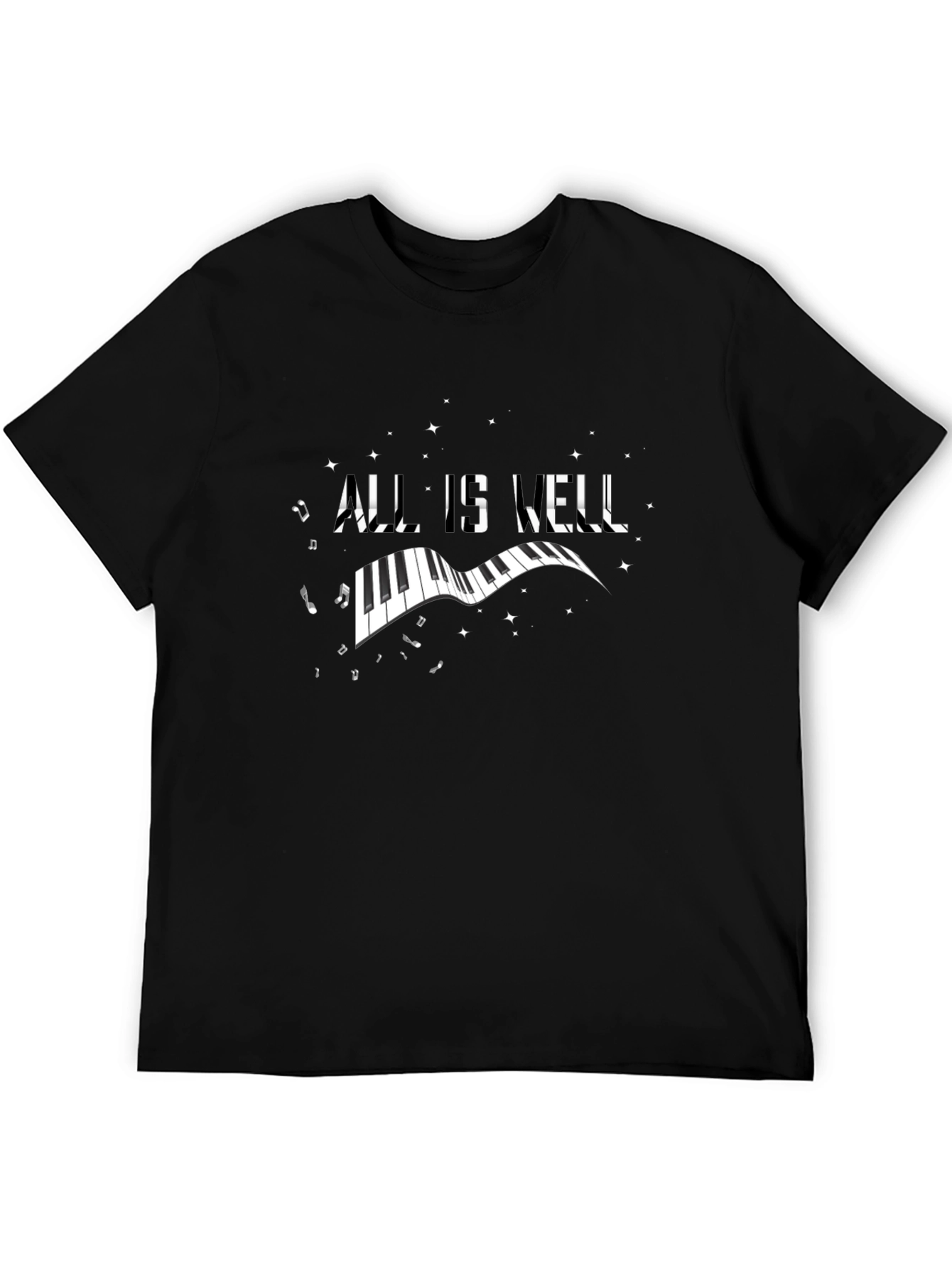 All Is Well Piano Graphic Black T-Shirt