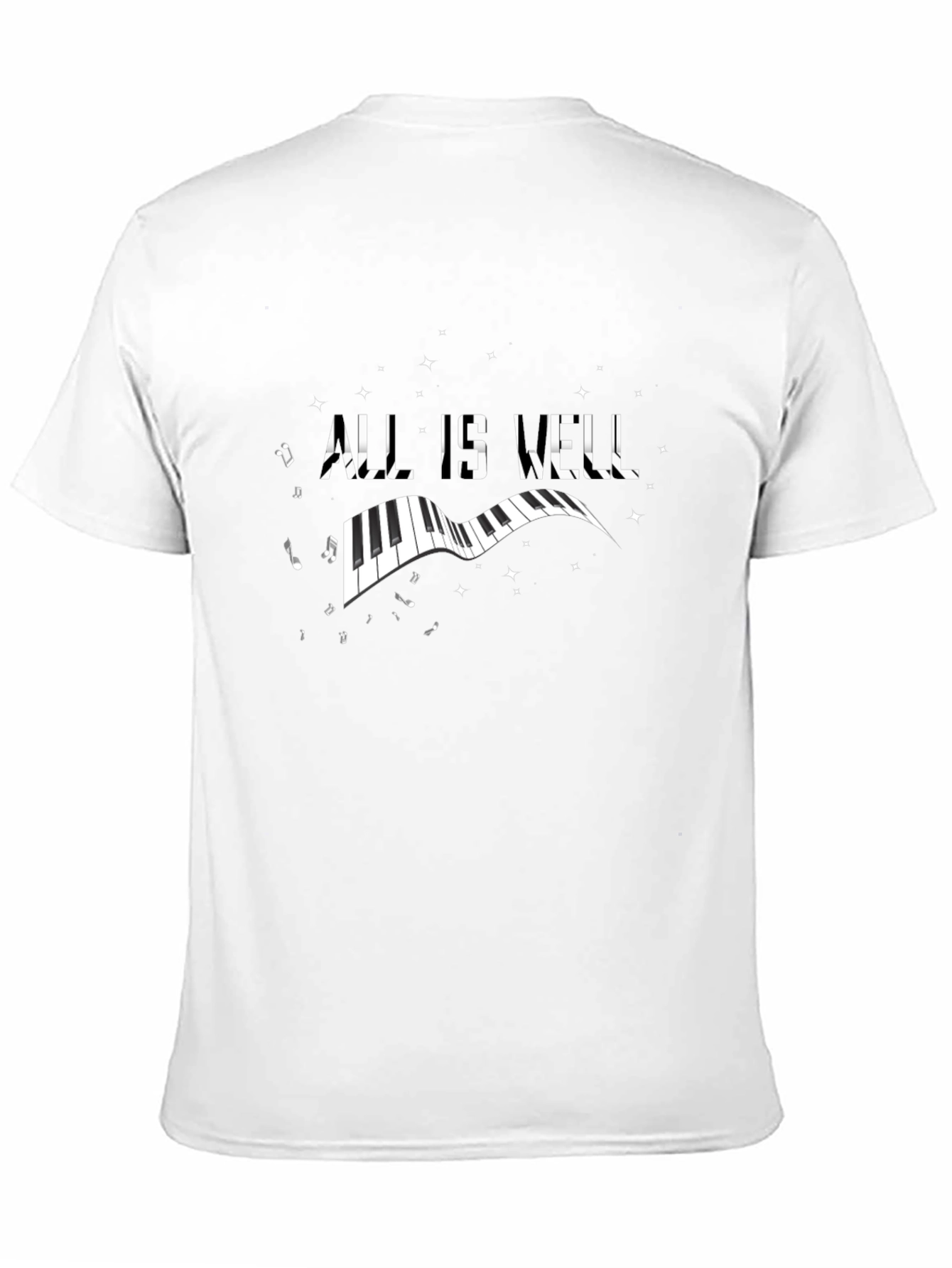 All Is Well Piano Graphic Black T-Shirt