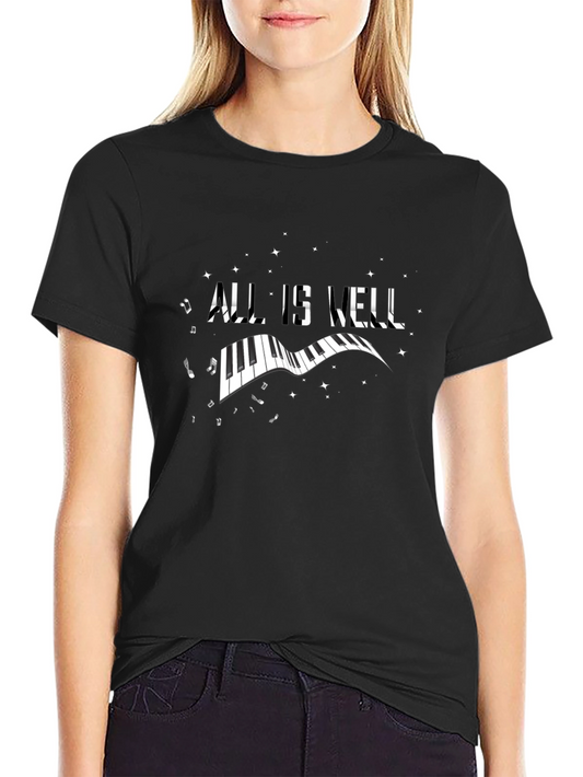 All Is Well Piano Graphic Black T-Shirt