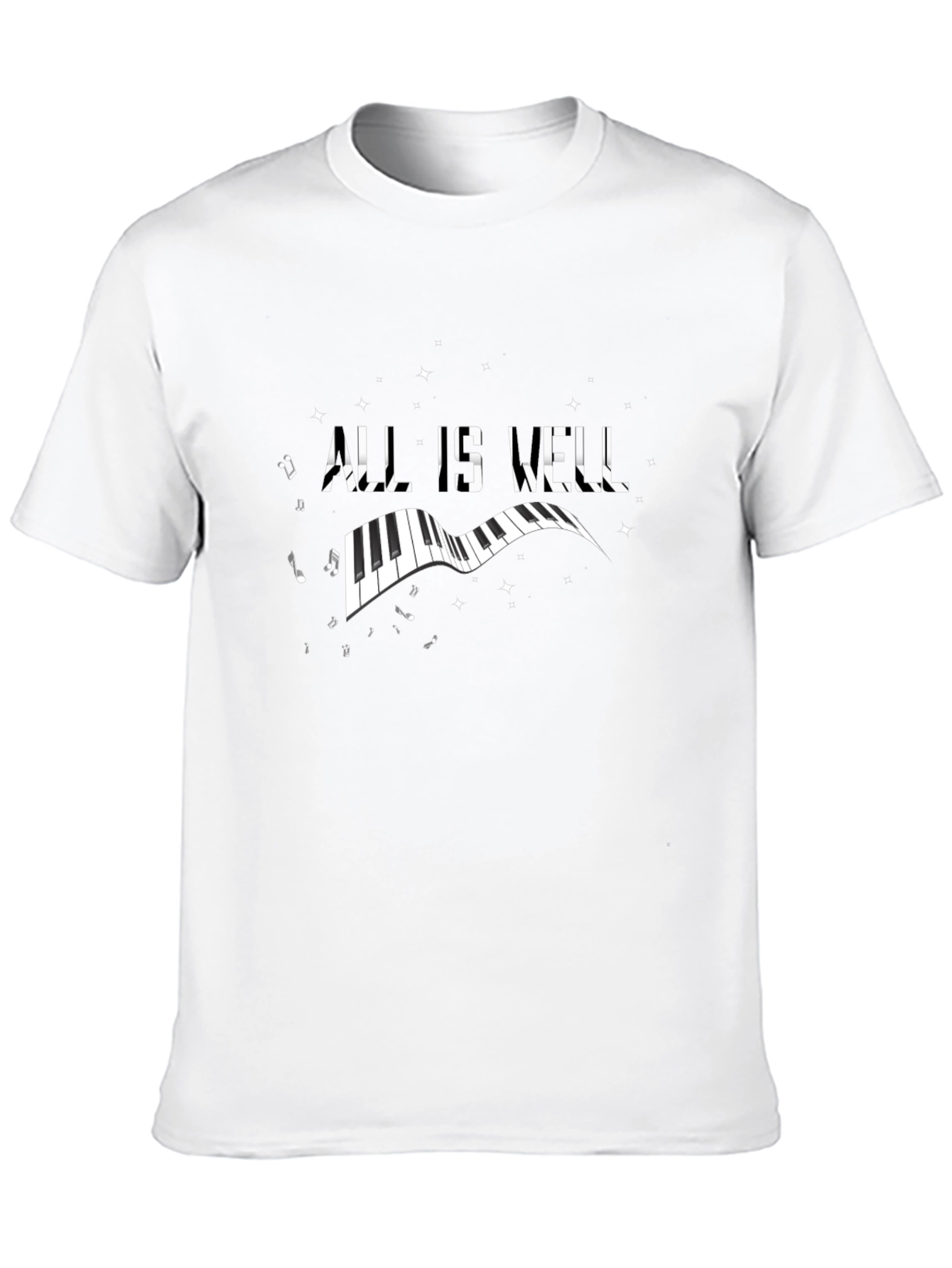 All Is Well Piano Graphic Black T-Shirt