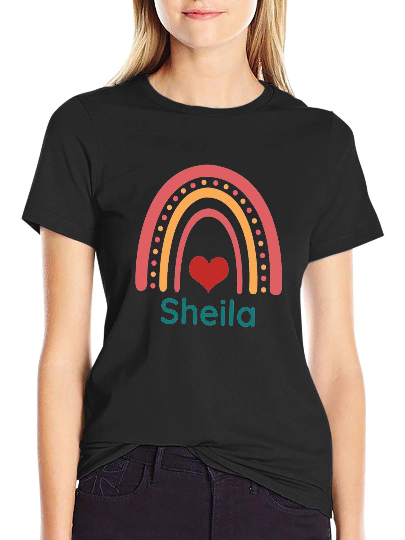 Personalized Rainbow Sheila Heart T-Shirt