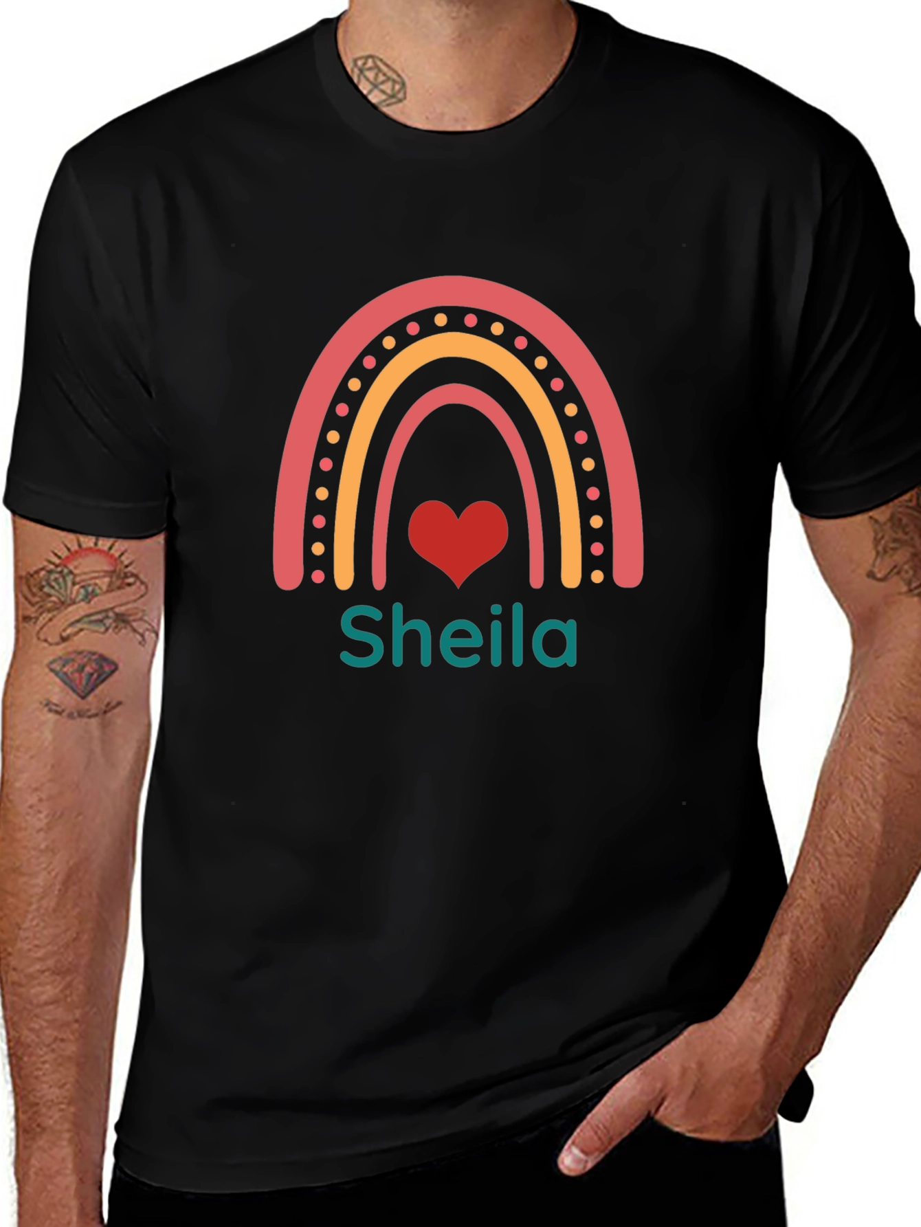 Personalized Rainbow Sheila Heart T-Shirt