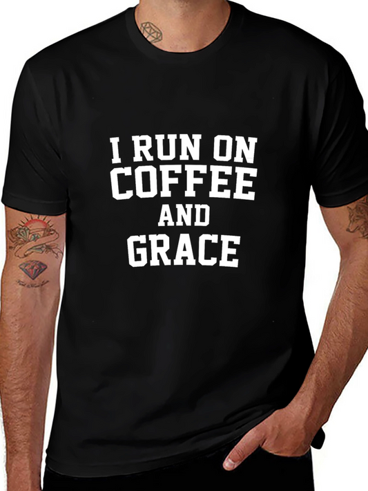 I Run on Coffee and Grace T-Shirt - Black