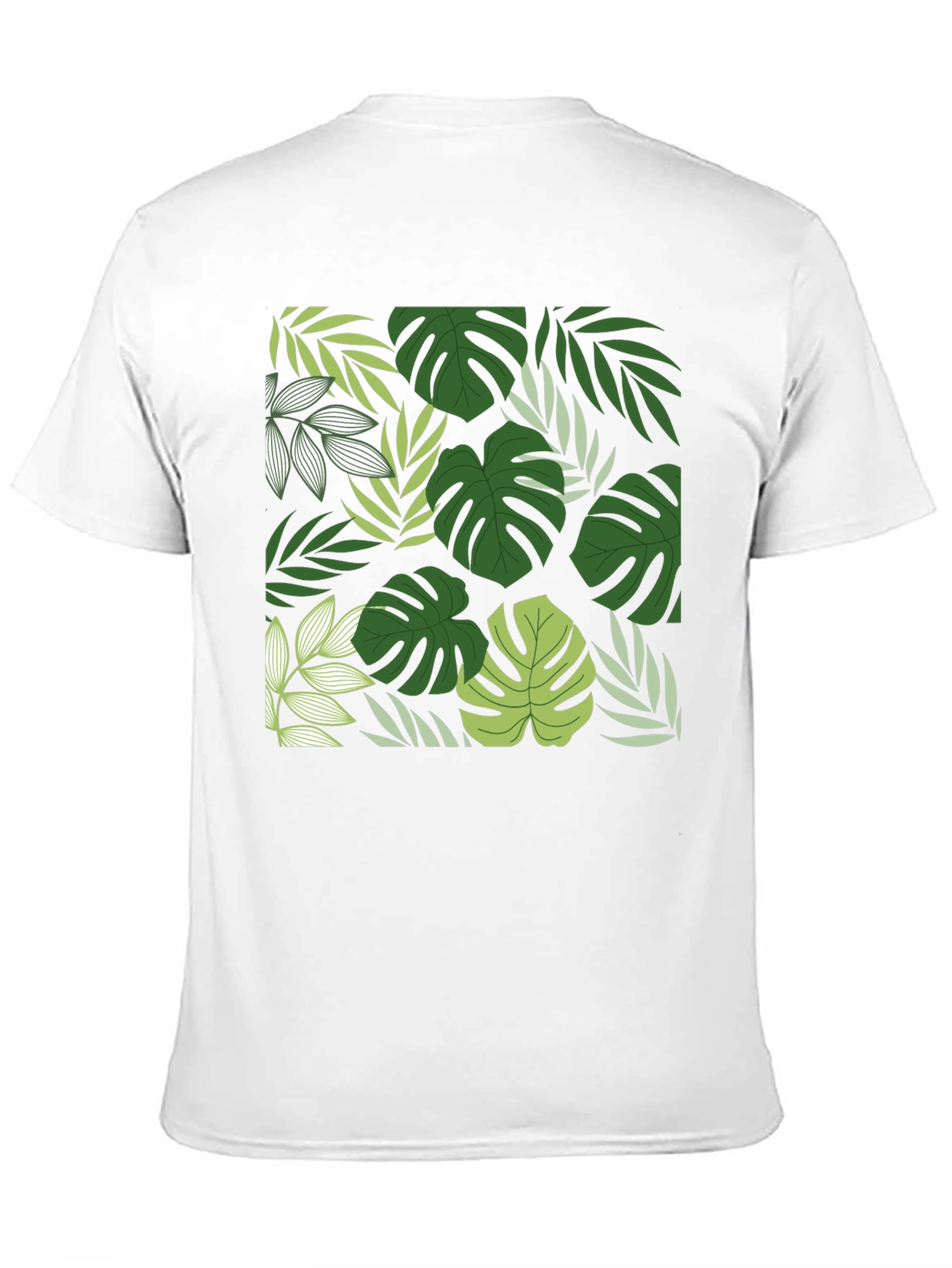 Tropical Leaf Print Black T-Shirt