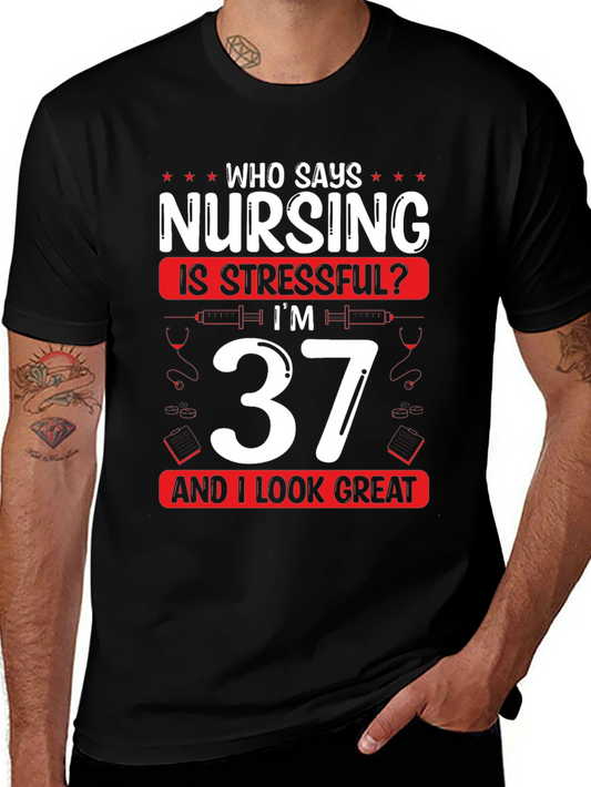 Funny Nursing 37th Birthday Black T-Shirt