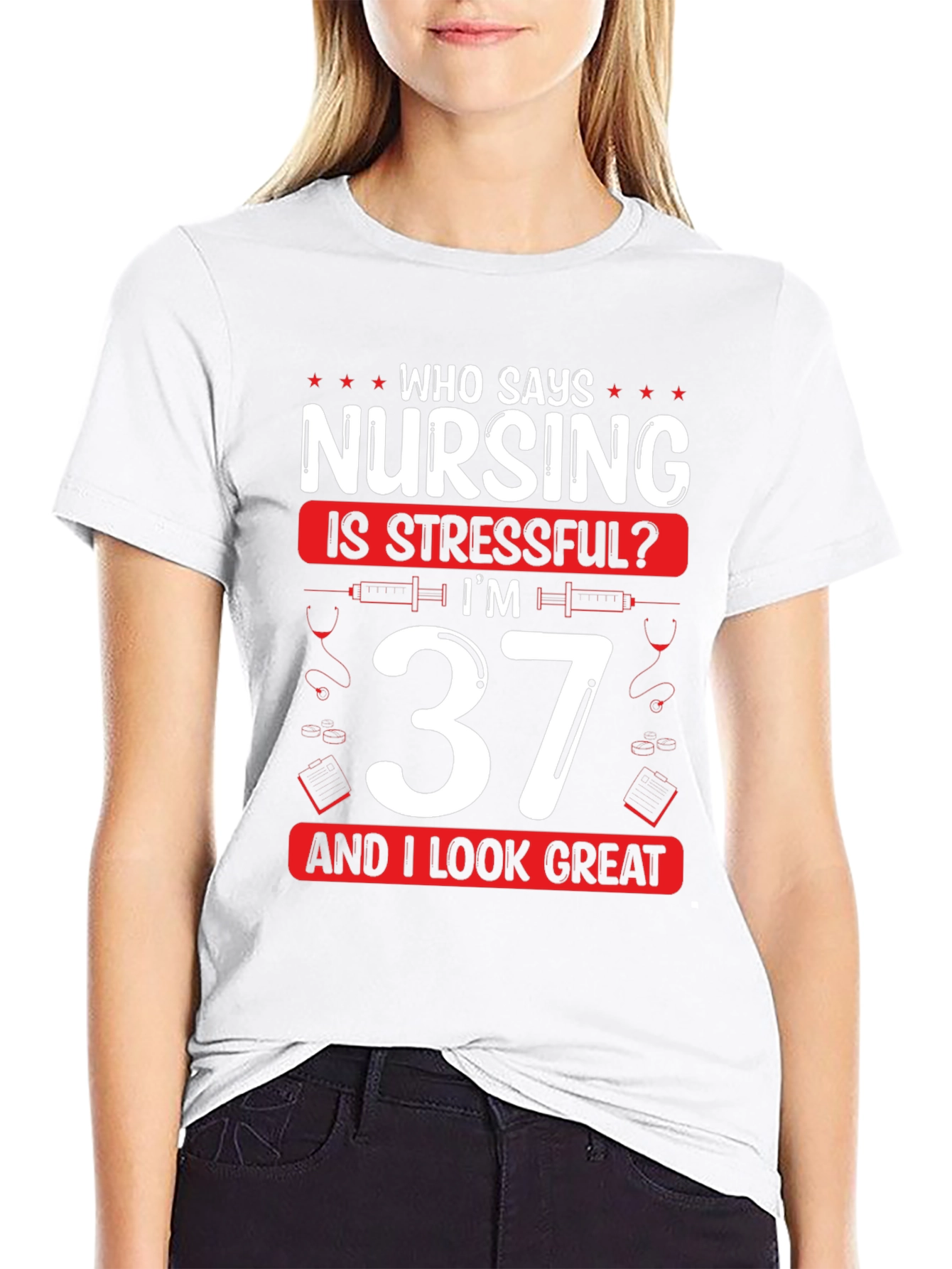 Funny Nursing 37th Birthday Black T-Shirt
