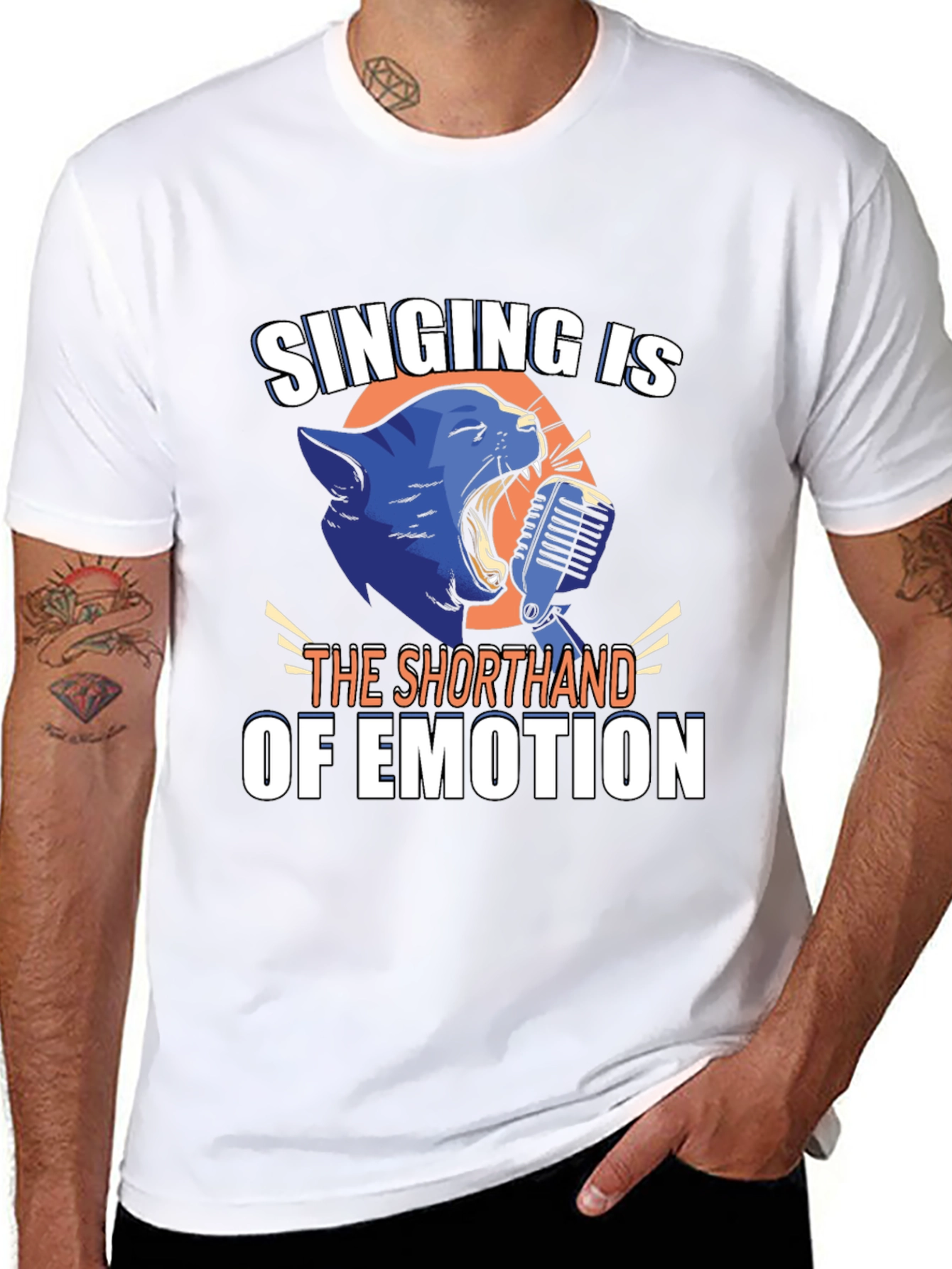 Singing Cat Graphic Tee - Emotion Shorthand Design