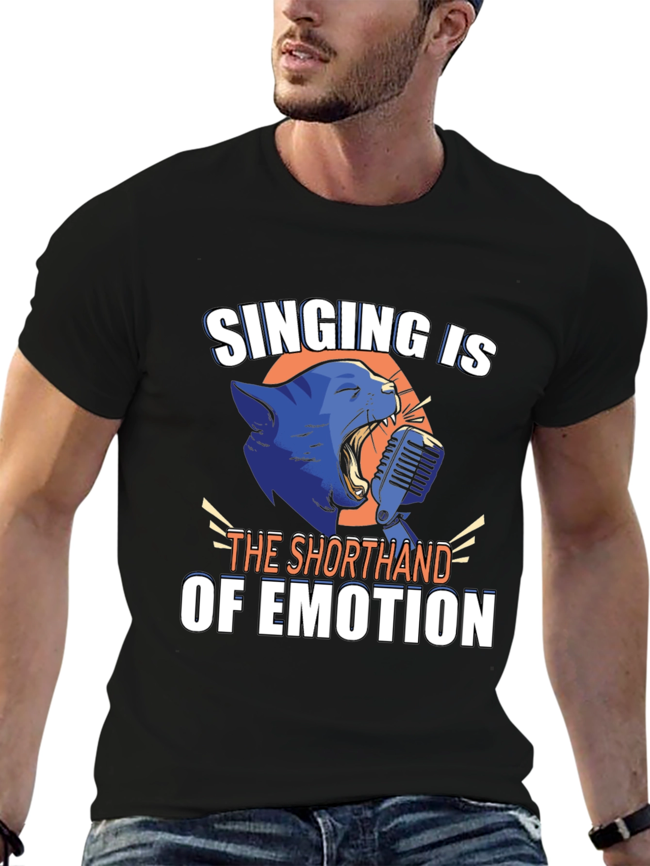 Singing Cat Graphic Tee - Emotion Shorthand Design