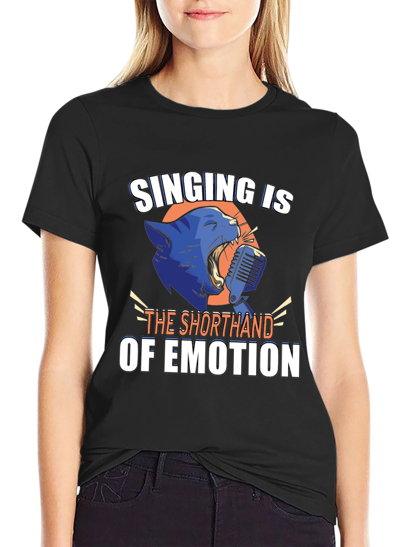 Singing Cat Graphic Tee - Emotion Shorthand Design
