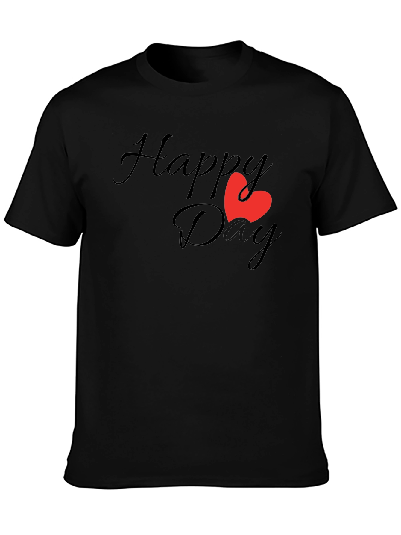 Happy Day T-Shirt - Classic Black Tee with Heart