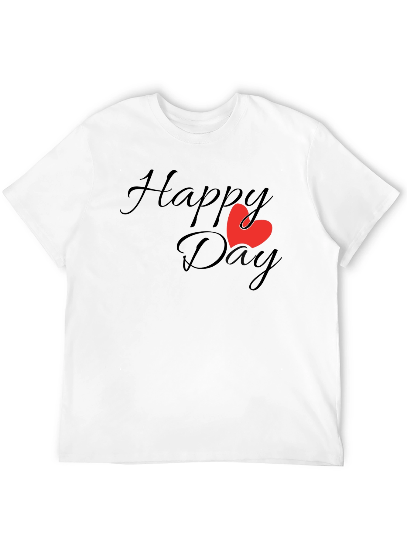 Happy Day T-Shirt - Classic Black Tee with Heart