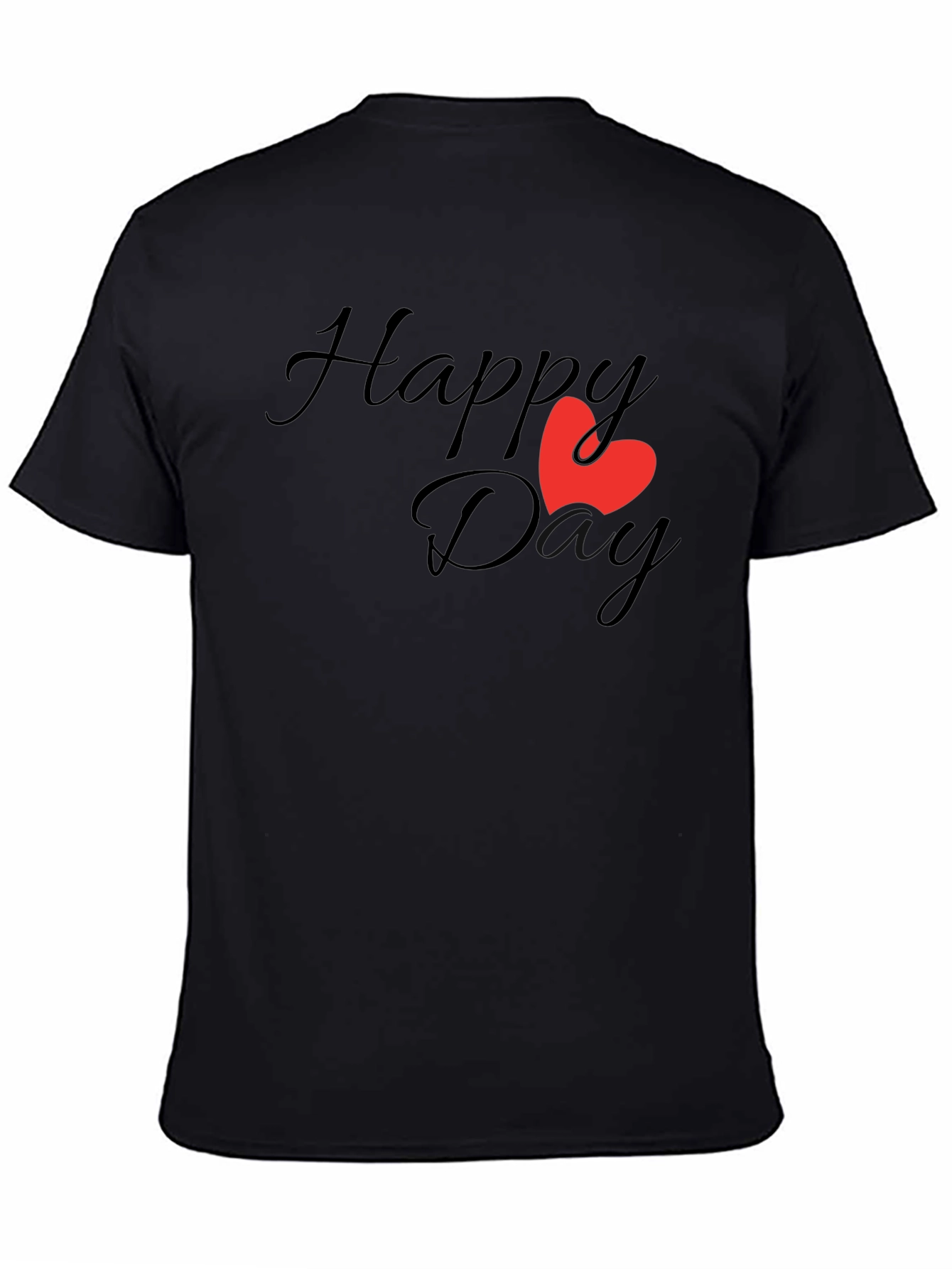 Happy Day T-Shirt - Classic Black Tee with Heart