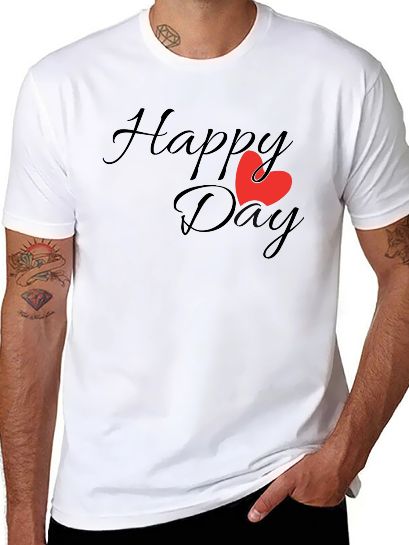 Happy Day T-Shirt - Classic Black Tee with Heart