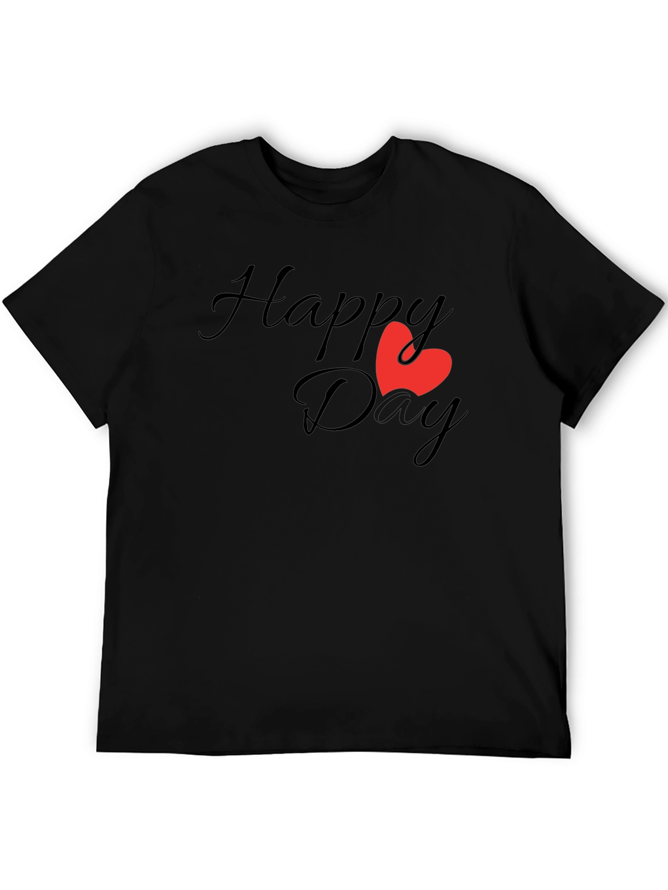 Happy Day T-Shirt - Classic Black Tee with Heart