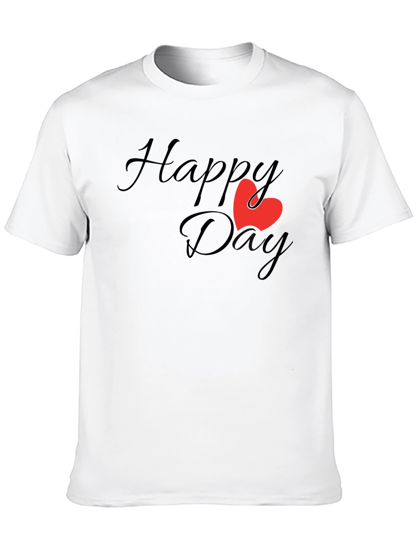 Happy Day T-Shirt - Classic Black Tee with Heart