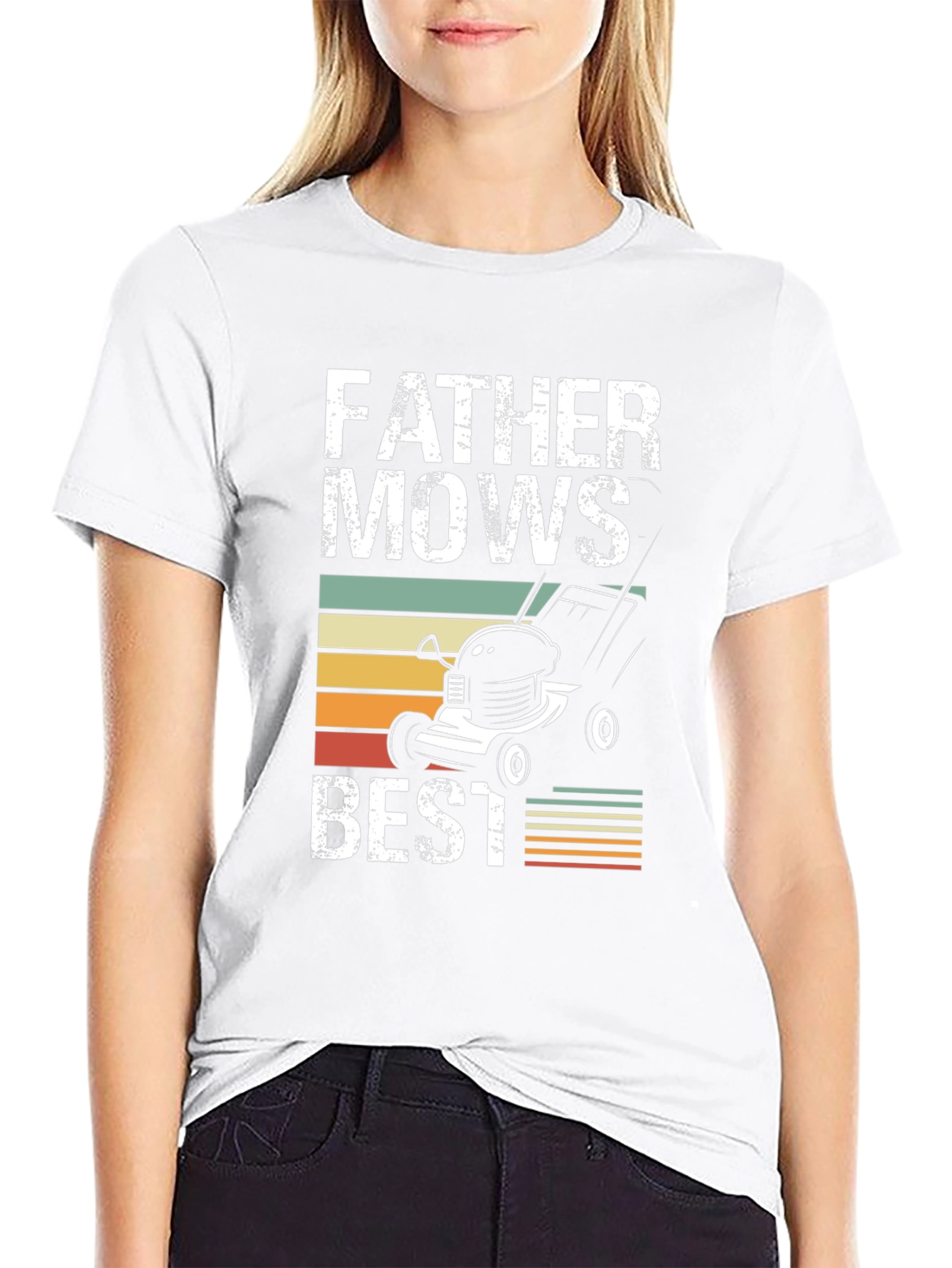Father Mows Best T-Shirt - Dad Lawn Care Tee