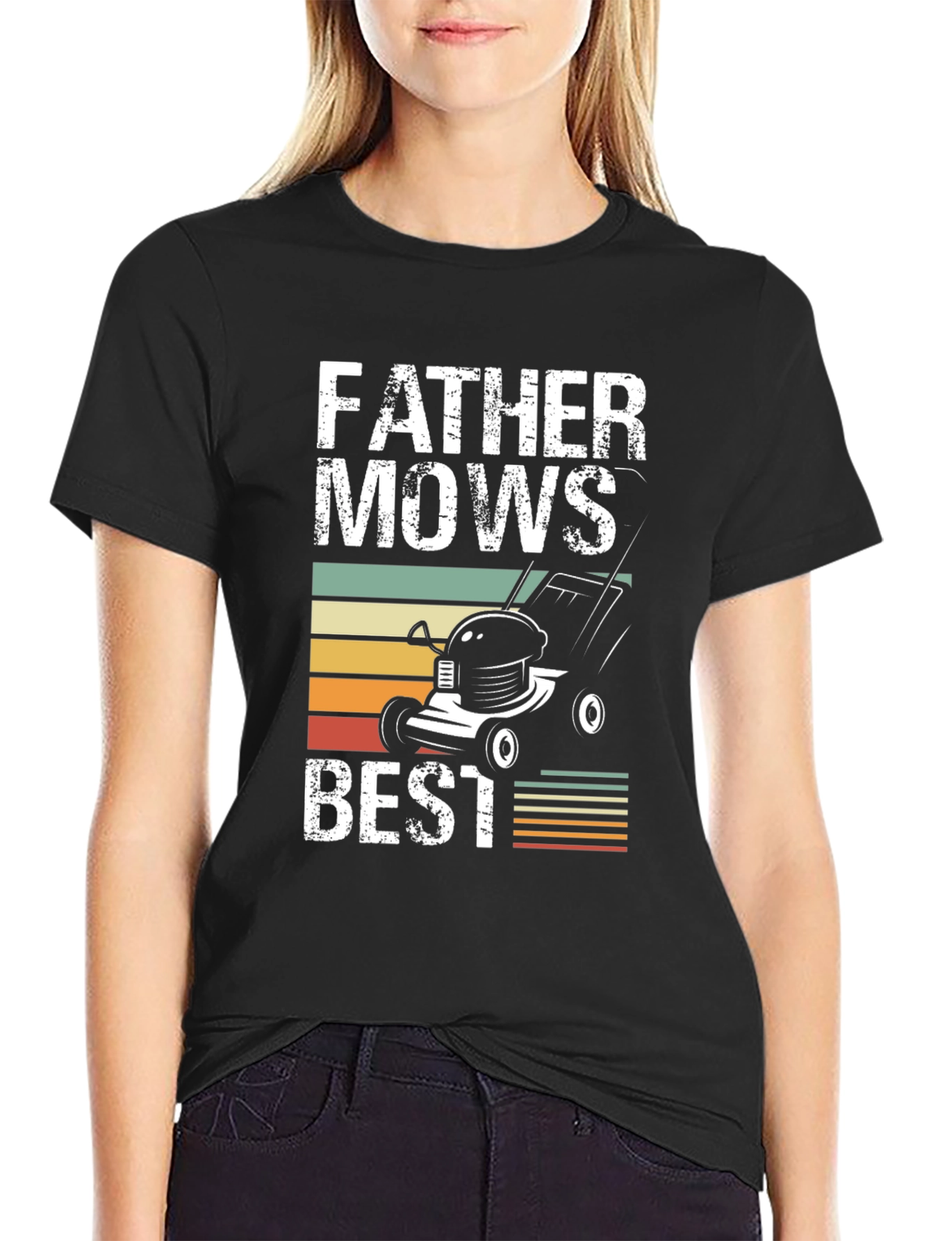 Father Mows Best T-Shirt - Dad Lawn Care Tee