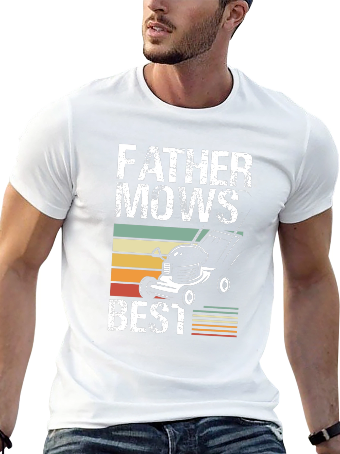 Father Mows Best T-Shirt - Dad Lawn Care Tee