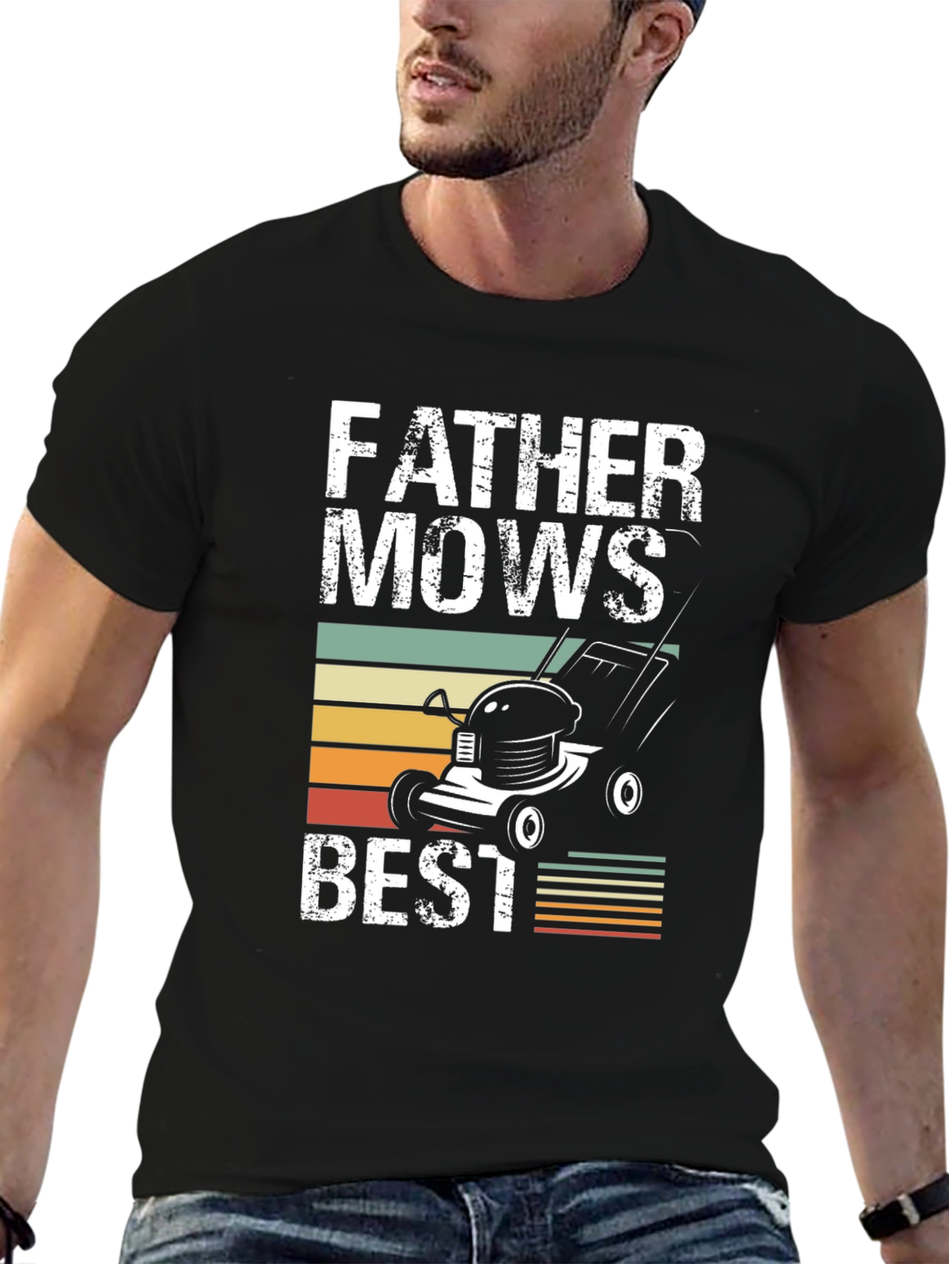 Father Mows Best T-Shirt - Dad Lawn Care Tee