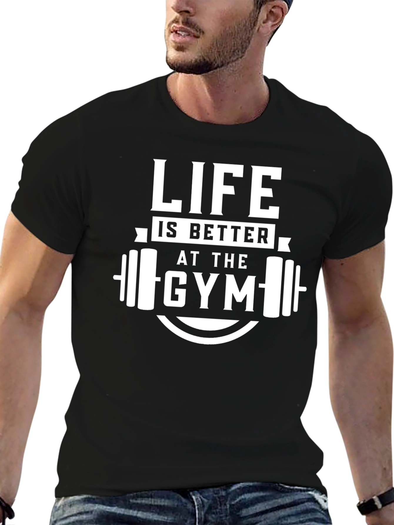 Life is Better at the Gym Black Graphic T-Shirt