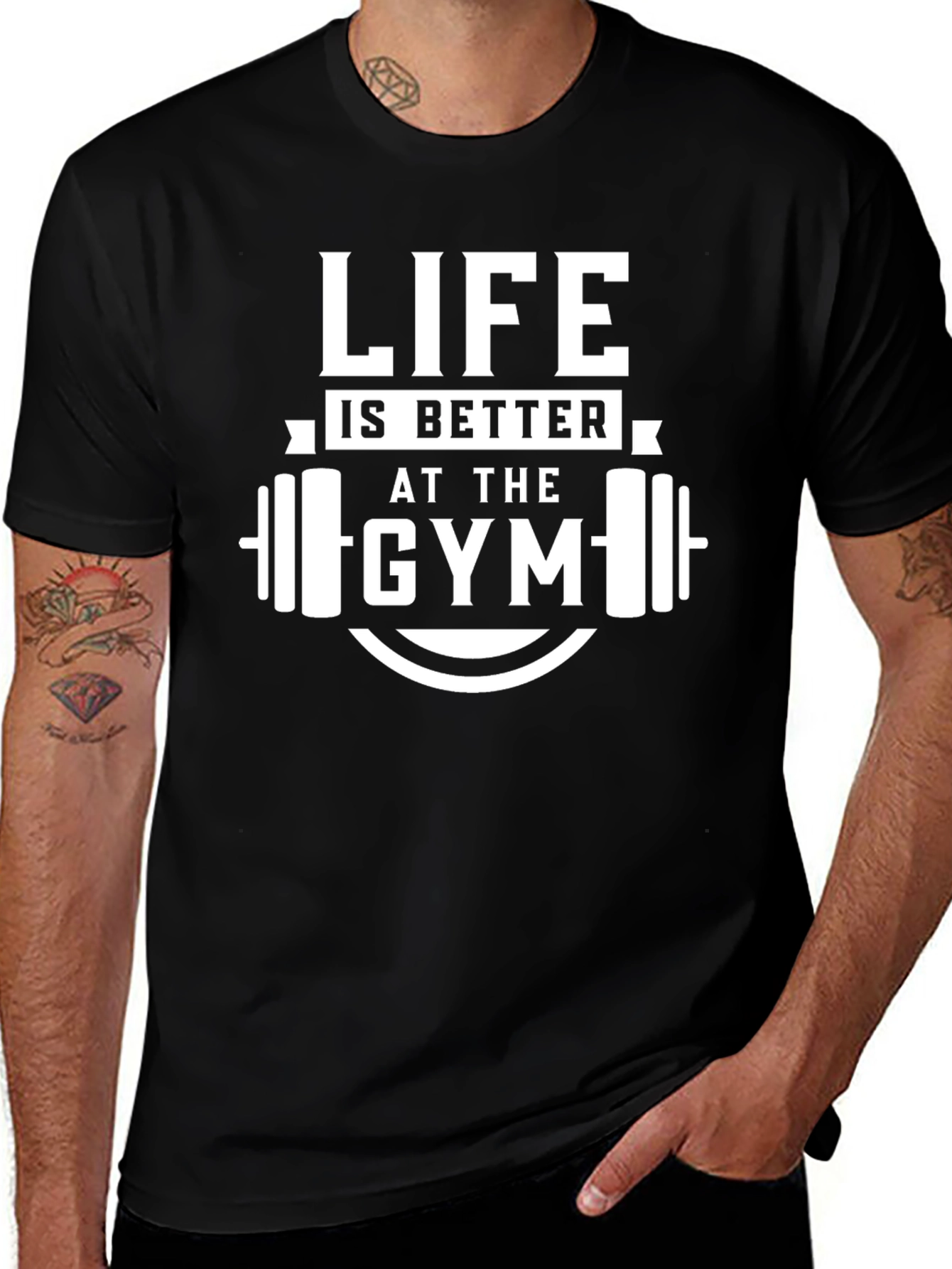 Life is Better at the Gym Black Graphic T-Shirt