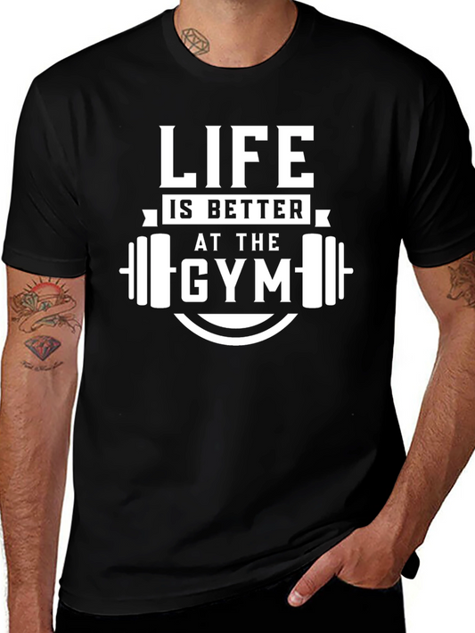 Life is Better at the Gym Black Graphic T-Shirt