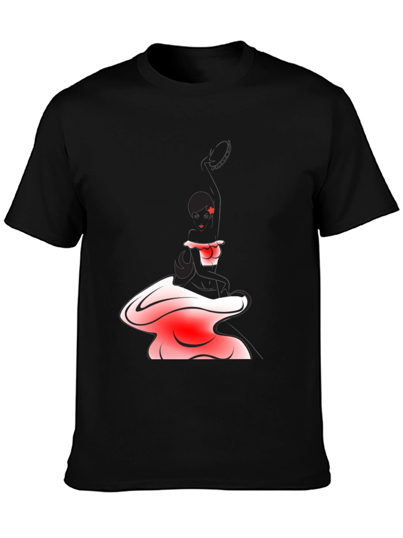 Black T-Shirt with Abstract Maid Graphic