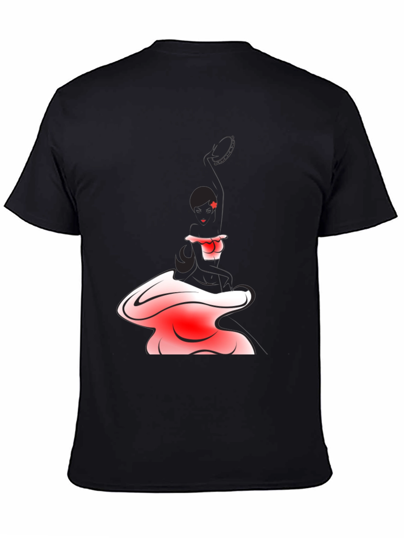 Black T-Shirt with Abstract Maid Graphic