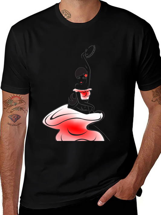 Black T-Shirt with Abstract Maid Graphic