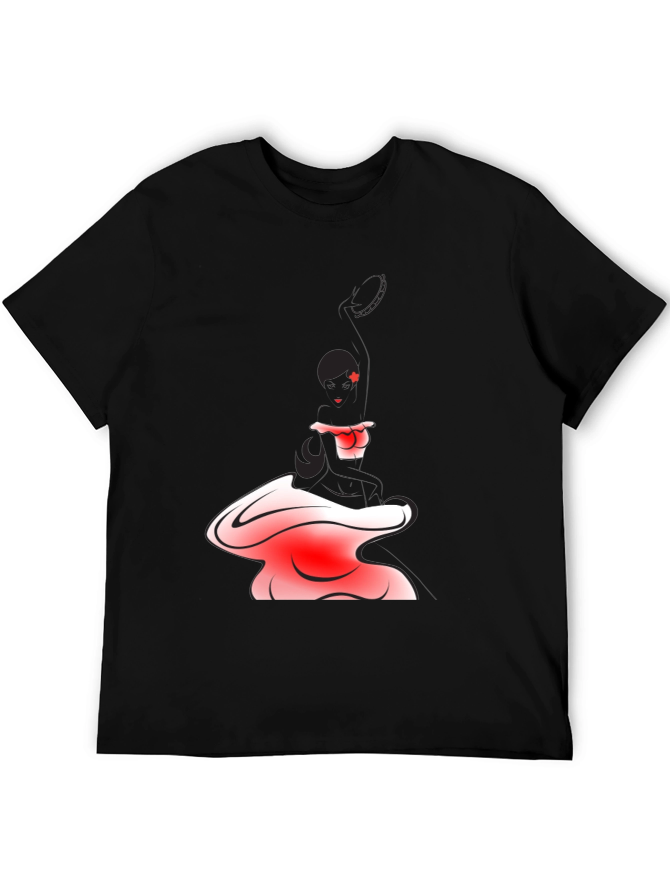 Black T-Shirt with Abstract Maid Graphic