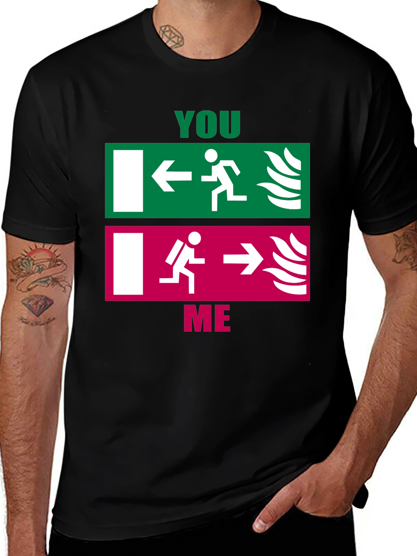 Funny You vs. Me Exit Sign T-Shirt