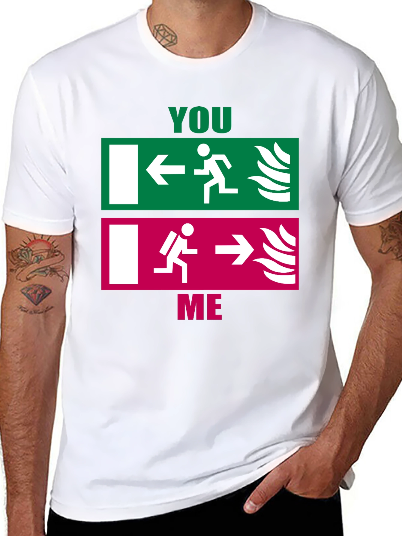 Funny You vs. Me Exit Sign T-Shirt