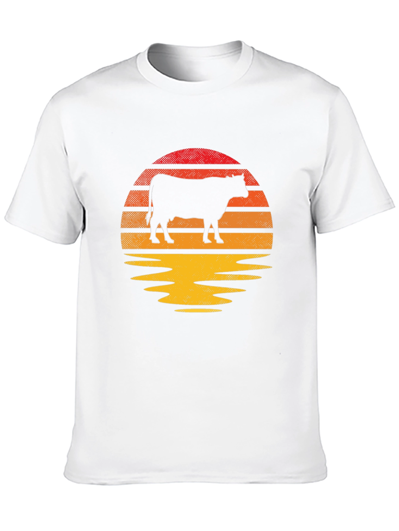 Retro Cow Sunset Graphic T-Shirt