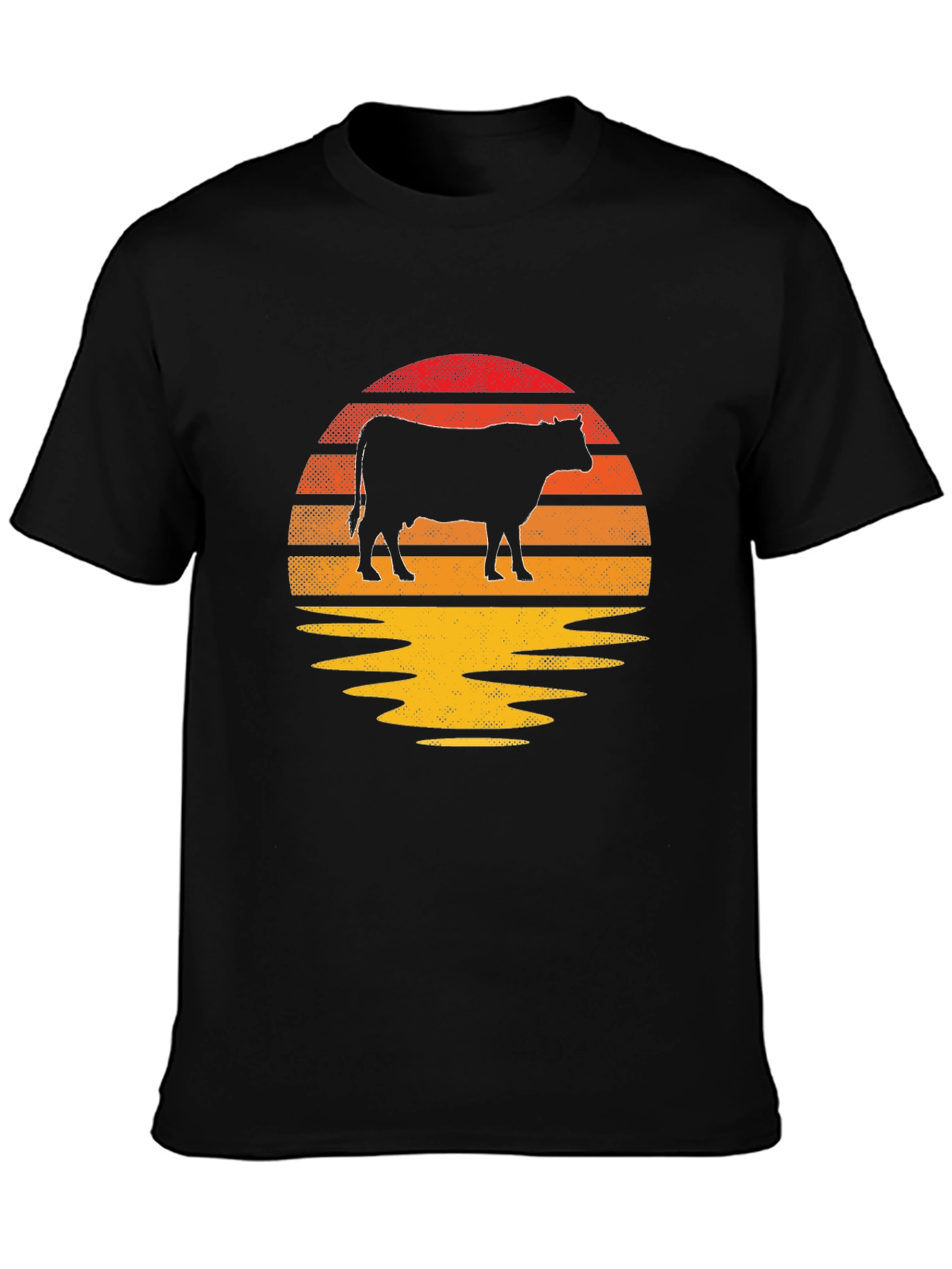Retro Cow Sunset Graphic T-Shirt