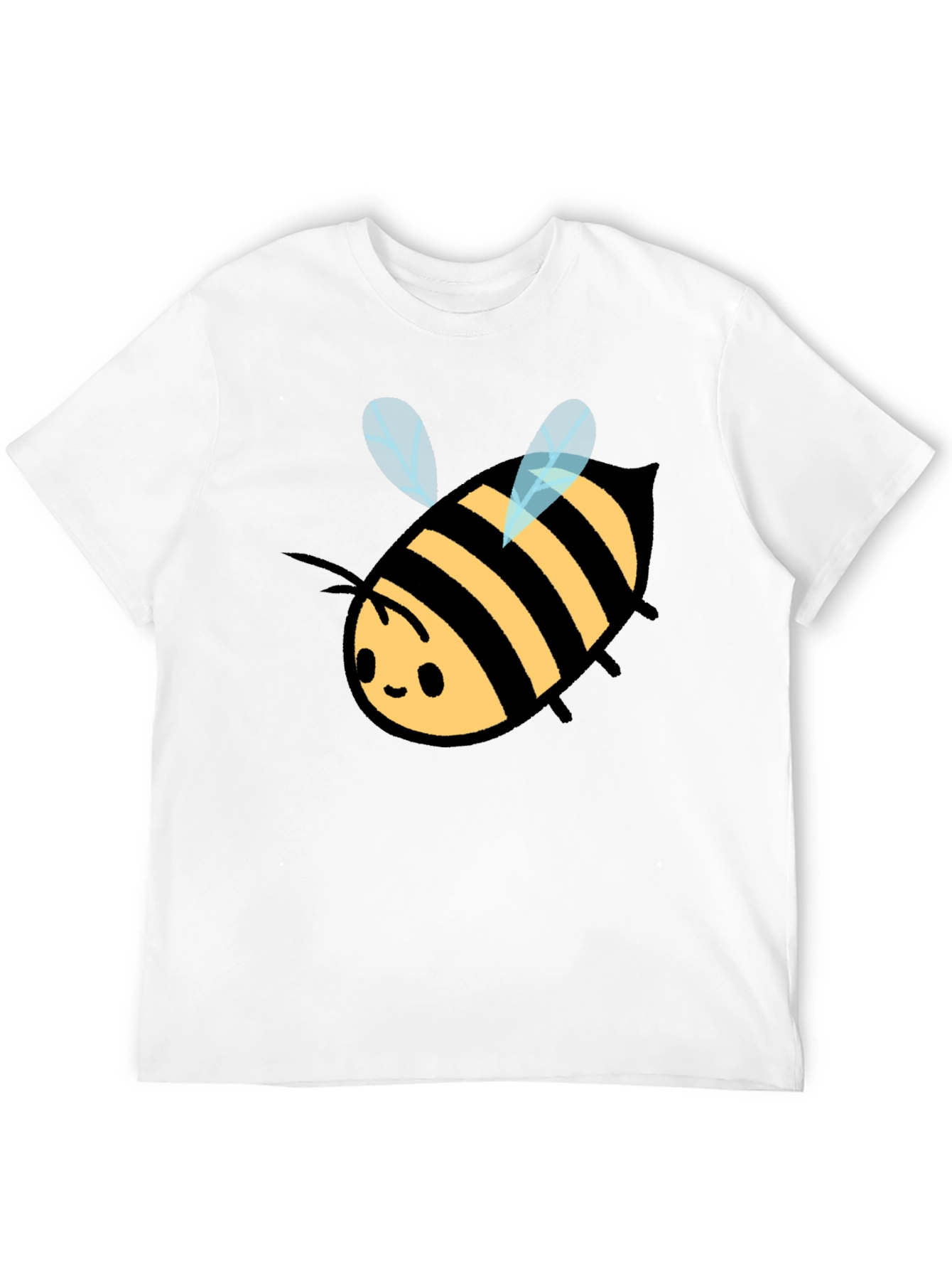 Cute Bee Graphic Tee - Black Cotton T-Shirt